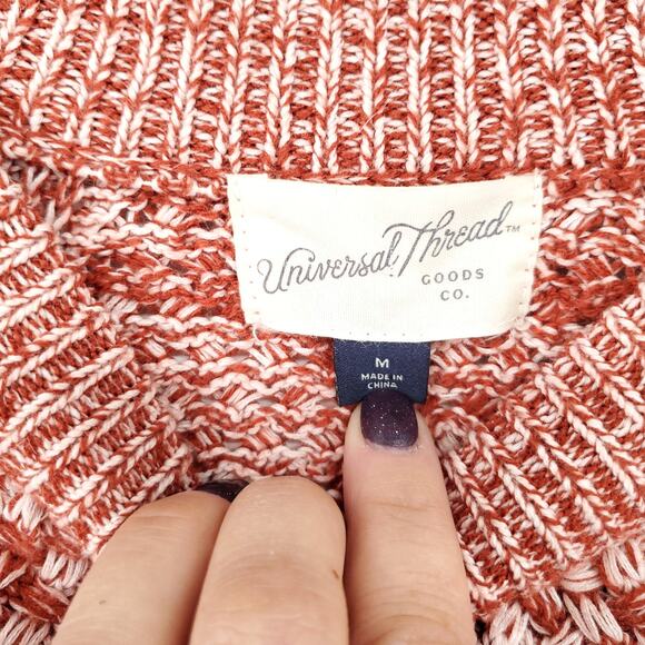 Universal Thread Boho Relax Crosshatch Burnt Orange Henley Pullover Sweater M - Picture 4 of 10
